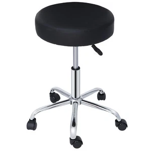 Round Rolling Medical Stools Work Medical Stool with Wheels Adjustable Black - Picture 1 of 12