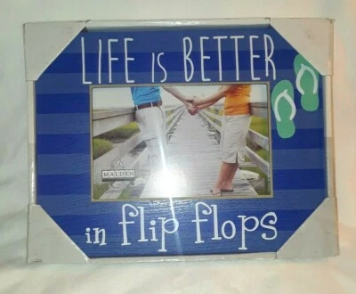 Chanclas Malden Life is Better marco de fotos de madera azul diversión de verano Foto 1 de 2