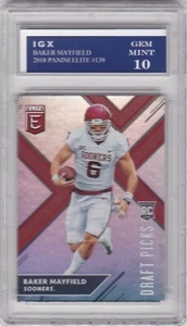 Tarjeta de novato Baker Mayfield 2018 Elite Football RC $$ gema como nueva 10 Sooners ¡Marrones! - Imagen 1 de 1