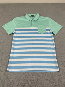J.LINDEBERG Polo Shirt Mens L Green Blue Slim Fit Colorblock Golf Performance - Picture 1 of 15