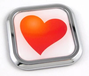 Heart Square Chrome rim Emblem Car 3D Decal Badge Bumper sticker 2" - Imagen 1 de 8