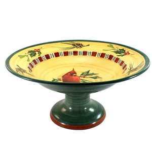 Lenox Winter Greetings Everyday Round HIGH COMPOTE Centerpiece Bowl Earthenware - Picture 1 of 11