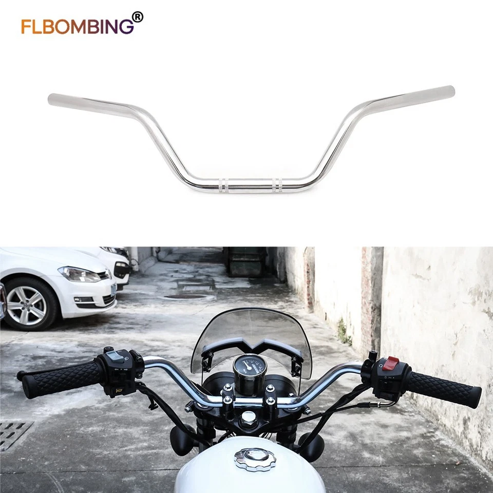 Motorcycle 7/8'' Handlebar 22mm Chrome for Honda Yamaha Kawasaki Suzuki Victory - Image 1 of 4