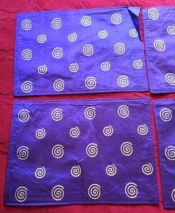 6 Pier 1 Imports Royal Purple Silk Fabric Placemats 13"x 19" Set of 6 NEW - Picture 1 of 8
