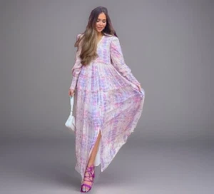Neu ohne Etikett $ 680 Revolve X Rokoko Sand Etre Metallic Aquarell Maxi fließendes Kleid M - Bild 1 von 12