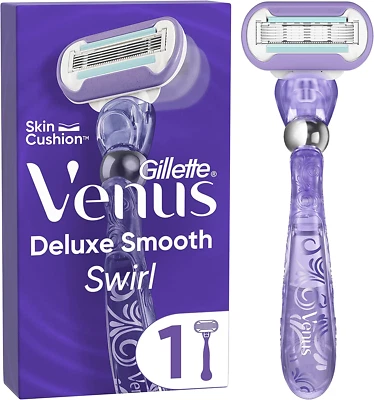 Gillette Venus Deluxe Smooth Swirl Women'S Razor + 1 Razor Blade Refill, with Fl