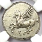 Greek Corinth AR Stater Pegasus & Athena Silver Coin 300 BC - Certified NGC AU