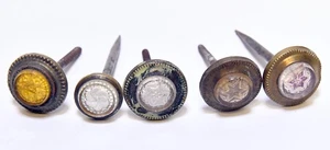 5 CLAVOS DECORATIVOS COLGADORES DE MARCO DE FOTOS DE VIDRIO SULFURO VICTORIANO VINTAGE - Imagen 1 de 5