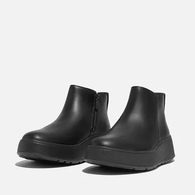 FitFlop F-Mode Boots Women's US 8.5 Black Leather Flatform Ankle Booties TZP543 - Image 1 of 4
