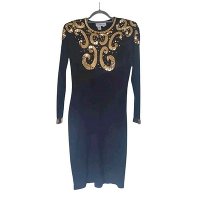 Outlander Sequin Embellished Lambswool Angora Black Long Sleeve Dress Size Small - Image 1 of 4