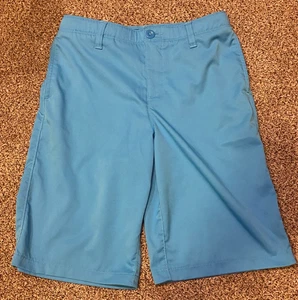 Under Armour Golf Shorts Youth Boys Size 14 Sky Blue Heat Gear Loose - Picture 1 of 8