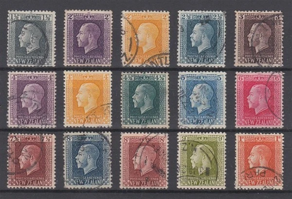 新西兰 1915 KGV 回收 ISSUE (x15) 二手 (ID:061/D65808) — 第 1/1 张图片