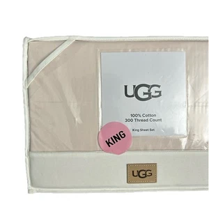 UGG® IONA King Sheet Set in Shell 100% Cotton Bedding NWT - Picture 1 of 4