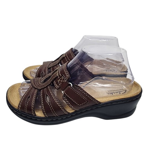 Sandali Clarks pieghevoli Lexi Belle donna 8 M pelle marrone zeppa comodi slide