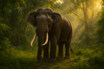 Impresión de arte de pared de elefante | Fotografía de vida silvestre | Decoración de naturaleza de bosque tropical Foto 1 de 4