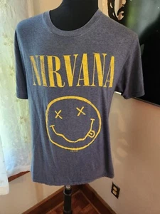 NIRVANA (2020) T-shirt ufficiale uomo con logo Smiley Face Band taglia large - Foto 1 di 2