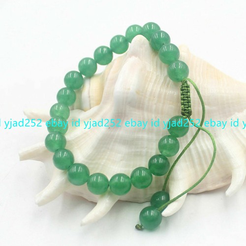 VALENTINO Bracciale Regolabile Perline Pietra Preziosa Rotonda Giada Verde 6 8 10 12 mm 7 5"