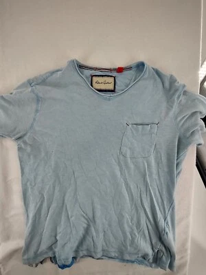 Camiseta para hombre Robert Graham calce clásico azul manga corta bolsillo frontal grande  Foto 1 de 4