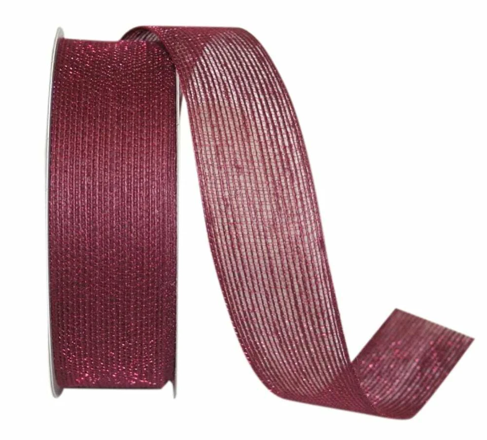 10 yds. BURGUNDY BURLAP JUTE RIBBON  1 1/2" Wide - Image 1 of 1