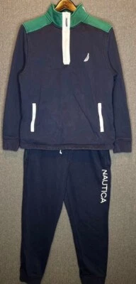Conjunto de chándal Nautica L verde marino 1/4 cremallera sudadera joggers logotipo pantalones Foto 1 de 4