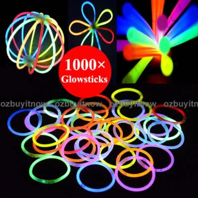 1000 Mixed Colour Glow Sticks Light Bracelets Glowsticks Fancy Party Glow AU - image 1 of 4