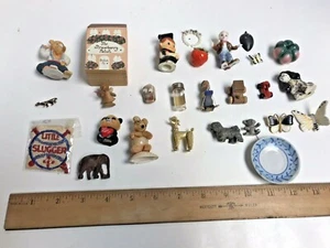 (27) Miniature Figures Shadow Box Wood Porcelain Glass Pewter - Picture 1 of 12