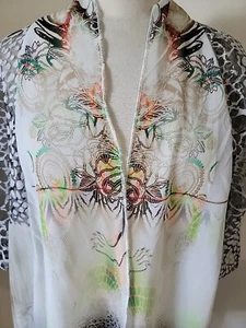 Amana Sheer Cardigan Top Medium Leopard Print Sheer Art To Wear Tunic - Picture 1 of 15