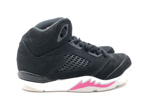 Nike Air Jordan 5 Retro Nero Rosa Mortale Sneakers Ragazze 11.5 C 440893 029 Scarpe