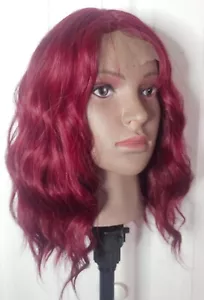 Burgundy Red Short Wavy Synthetic Lace Front Wig Daily Cosplay Costume Anime NEW - Picture 1 of 8