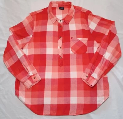 Camisa a Cuadros Manga Larga Desteñida Gloria Roja/Naranja Medio Botón. Mujer Talla XL Foto 1 de 4