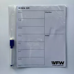 VFW Weekly Planner Calendar w/ Priorities & Notes & Marker Magnetic for Fridge - Picture 1 of 2