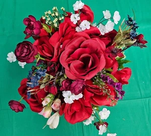 Red Roses White Flowers Valentine's Day Love Bouquet Hand Crafted Made - Picture 1 of 7