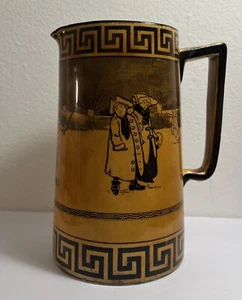 Antique Royal Doulton Water Pitcher “Skating” Early 1900s Measures: 7 1/4" - Picture 1 of 13