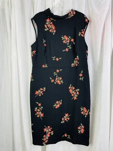 Ann Taylor Dress Floral Sheath Women’s 14 Black Mock Neck Sleeveless Factory NWT - Picture 1 of 7