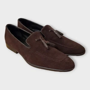 Scarpe ASOS DESIGN uomo taglia 10 mocassino marrone finta pelle scamosciata nappa grembiule punta - Foto 1 di 18