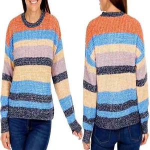 C & C California Marled Stripe Cable Knit Sweater Womens Size 1X Multicolor - Picture 1 of 13