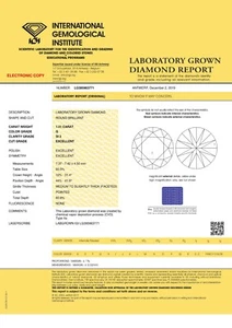 IGI Certificate 1.51ct Round Excellent Lab-created Diamond G Color SI2 Clarity - Picture 1 of 2