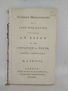 An essay on the simplicity of truth, signed Catholicus 1779 ~ 1st Edition