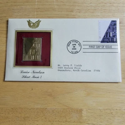 Louise Nevelson Silent Music I 22kt Gold Replica Stamp 1st Day Issue w/card - Image 1 of 4