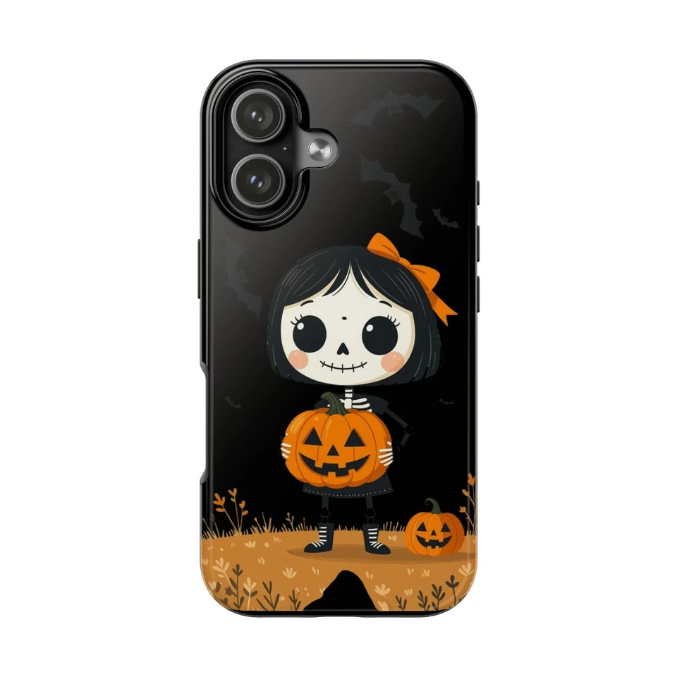 Cute Skeleton Girl Halloween Phone Case | Tough Phone Cases - Image 1 of 1
