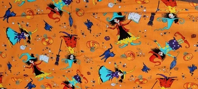 A Notion For Potion Witches, Cats & Pumpkins 2 yds Alexander Henry 2002 RARE OOP - Image 1 of 4