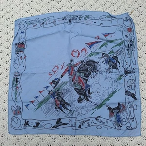 Vintage Cowboy Rodeo Grafik Indianer Bandana blau Baumwolle Poly hergestellt in den USA - Bild 1 von 6