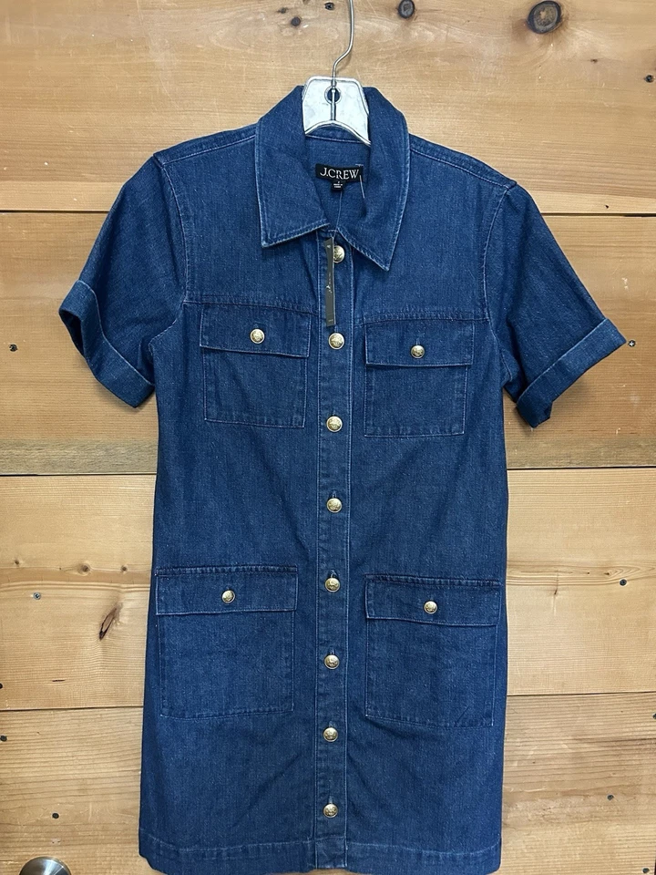 JCREW Sz 2 Utility Pocket Dress in Denim in Dusk Blue Denim CC924