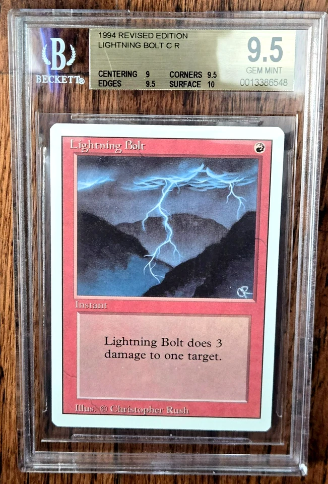 Liightning Bolt BGS 9.5 GEM MINT w/10 sub - Revised 3rd Edition MTG -  Iconic - Image 1 of 3