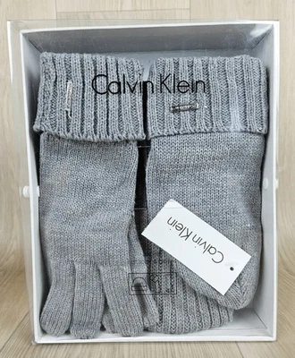 NWT Calvin Klein Gray 3-Piece Set Scarf, Hat & Gloves in Box One Size Gift Set - Image 1 of 3
