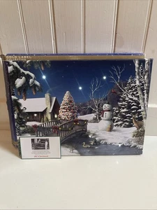 Mr Christmas Gold Label Collection Illuminated Christmas Canvas Snowman Log Cabi - Bild 1 von 3