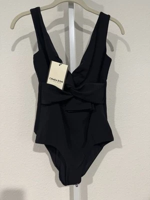 $394 Chiara Boni 女式黑色连体泳装 IT40 US4 全新 — 第 1/4 张图片