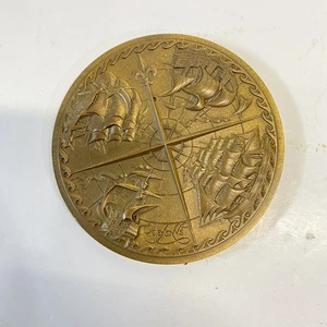 GROSSES MARITIMES BRONZE MEDAILLON 1979 MIT KALENDER AUF DER RÜCKSEITE - Bild 1 von 4