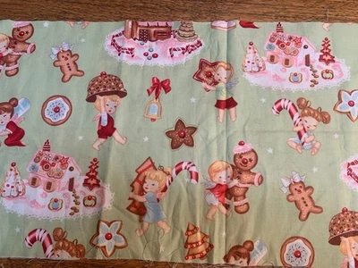 Remanente - Tela de algodón vintage de vacaciones "Angel Cakes" - NOS 11 X 43 Foto 1 de 4