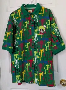 Polo vintage Y2K Yo-Me uomo 2XL verde scimmia retrò logo ricamato cotone - Foto 1 di 8